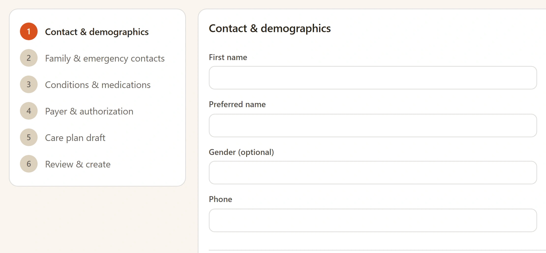 The structured client intake: six steps, from contact details to review